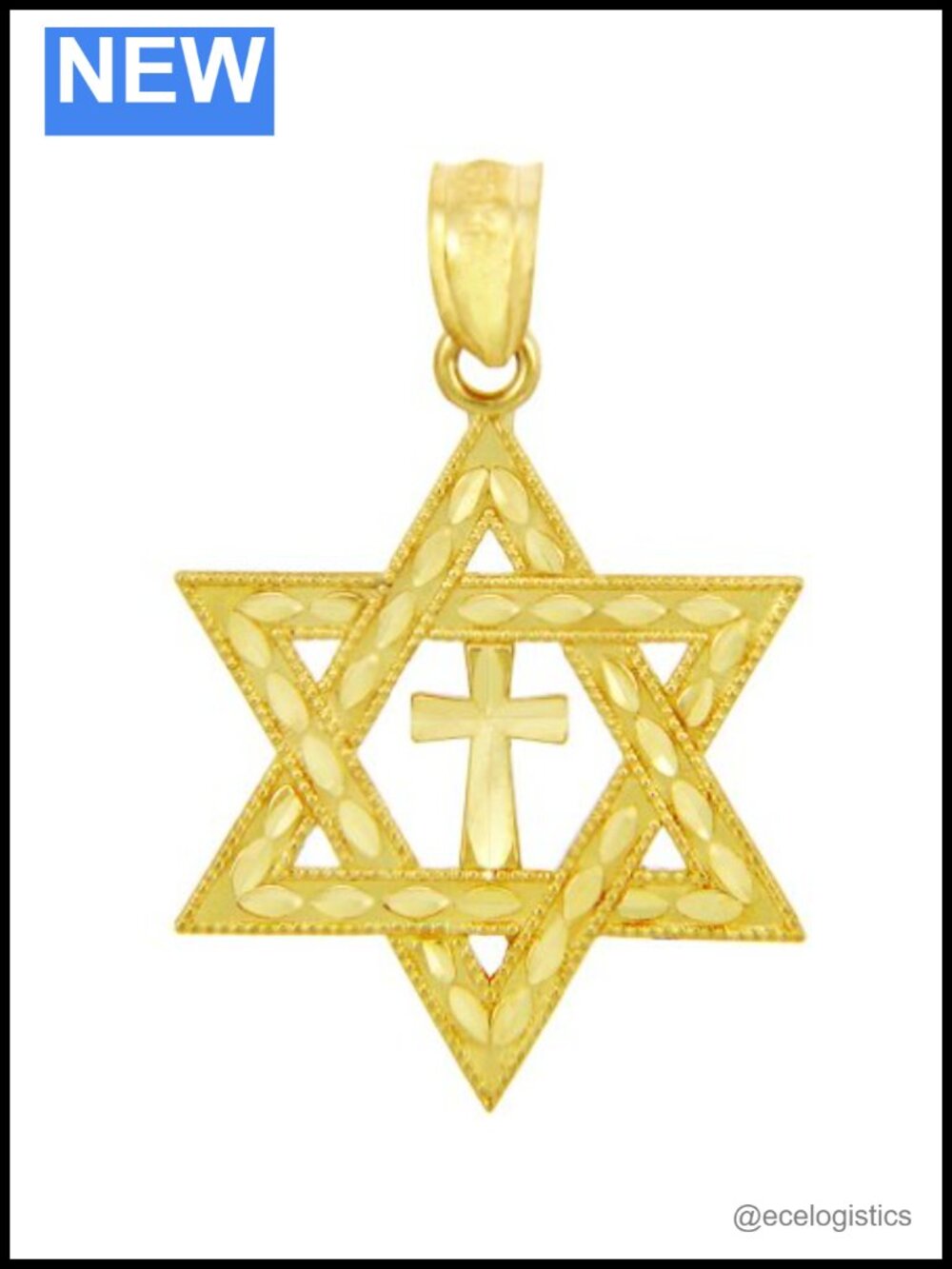 14K Yellow Gold Star of David Pendant Charm Solid Gold Jewish Jewelry
